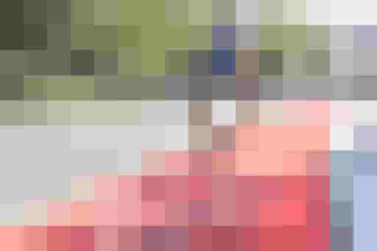 Radfahrer auf einem roten Radweg in einer Stadt, Umgebungsvegetation im Hintergrund.