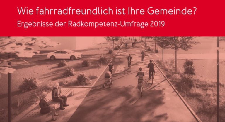 Bilder von Radfahrern auf einer modernen Radverkehrsanlage, Thema Radfreundlichkeit 2019.