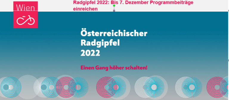 Österreichischer Radgipfel 2022 in Wien: Programmbeiträge bis 7. Dezember einreichen.