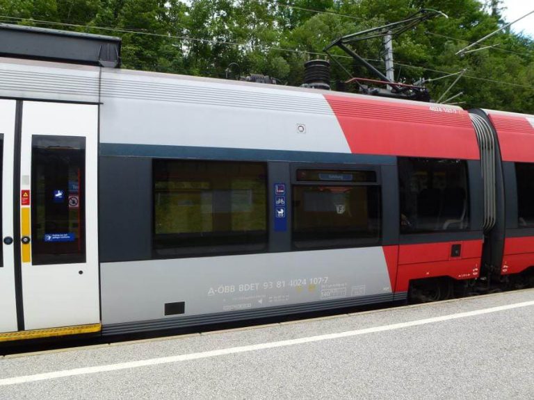 ÖBB Zug mit Fahrradstellplatz, ideal für nachhaltige Mobilität in Salzburg.