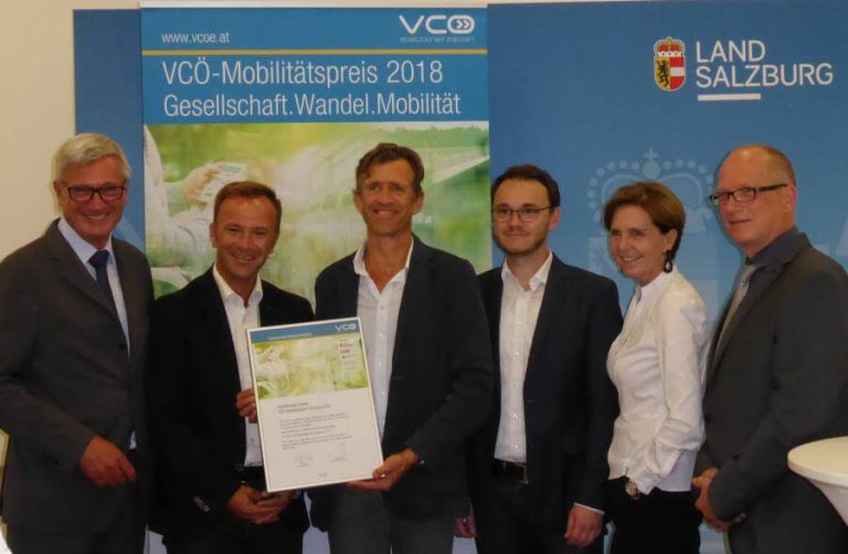 Auszeichnung der Radverkehrsstrategie 2025+ beim VCÖ-Mobilitätspreis 2018 in Salzburg.