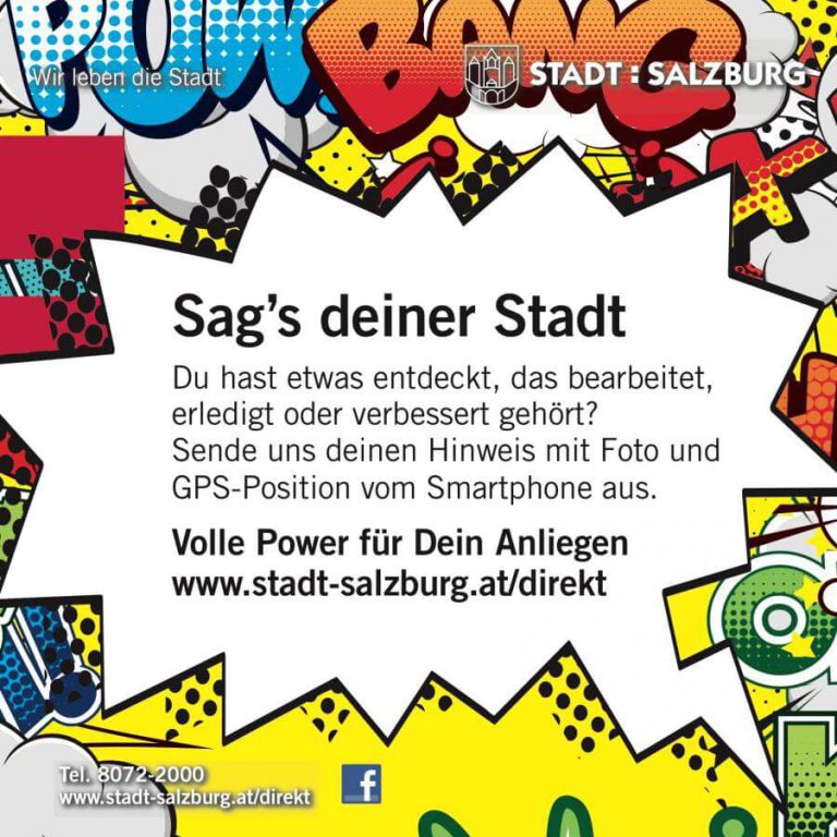 Kreatives Graffiti-Plakat mit Hinweis zur Bürgerbeteiligung in Salzburg.