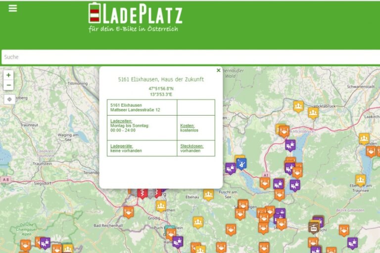 Österreichweit E-Bike Ladestationen-App