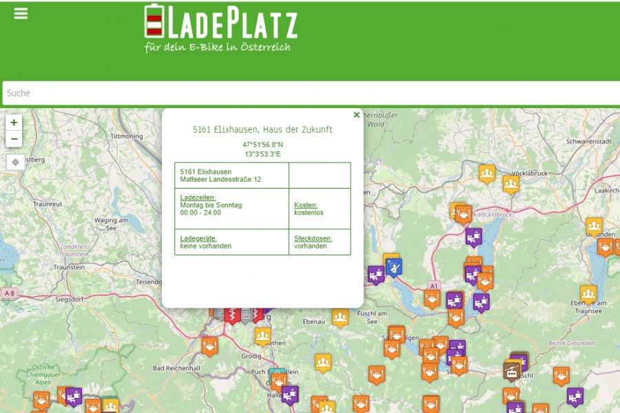 Österreichweit E-Bike Ladestationen-App