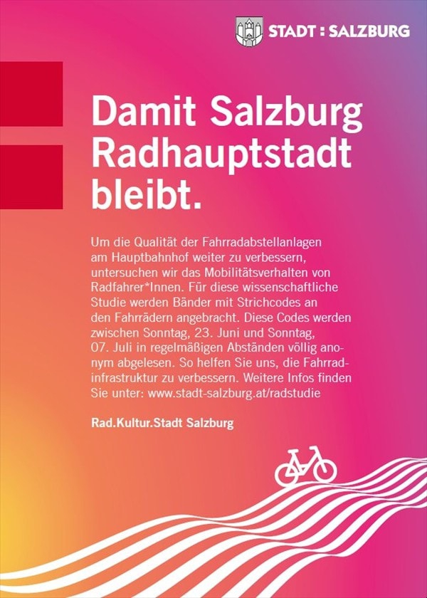 Verkehrserhebung Fahrradparken am Salzburger Bahnhof vom 23.06 bis 07.07.