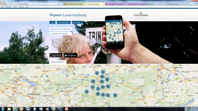 Wasser-App mit über 200 Trinkbrunnen im Bundesland Salzburg