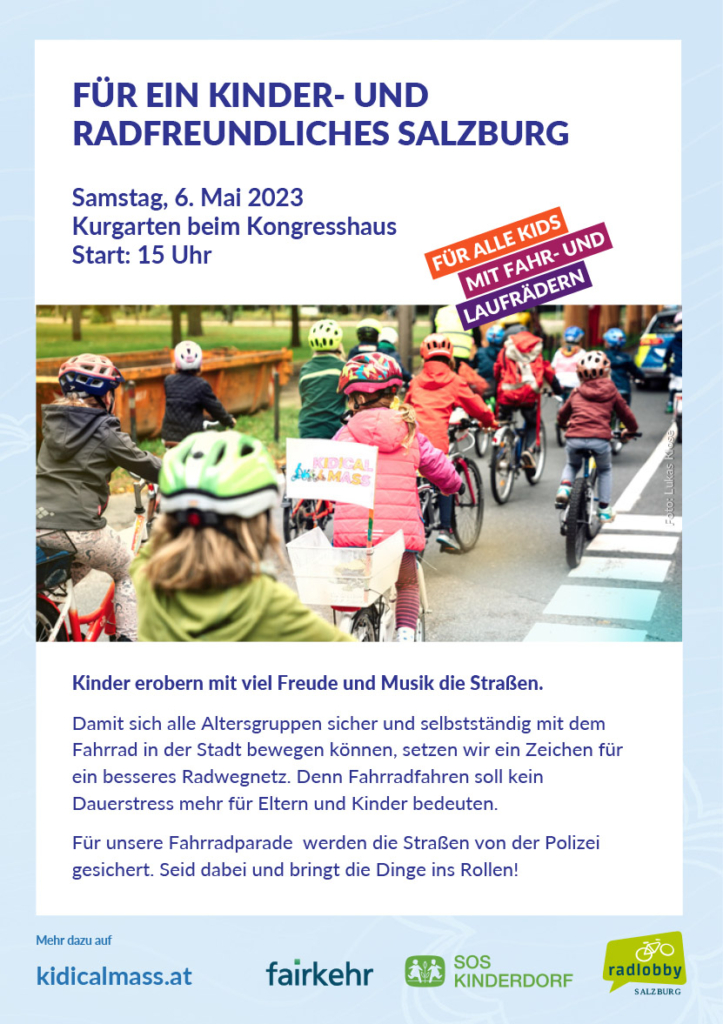 Flyer Kidicalmass.at - Für ein kinder- und radfreundliches Salzburg