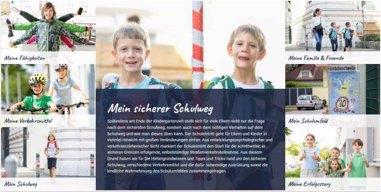 Kinder und Jugendliche auf ihrem sicheren Schulweg, Fahrräder und Verkehrssicherheitsthemen.