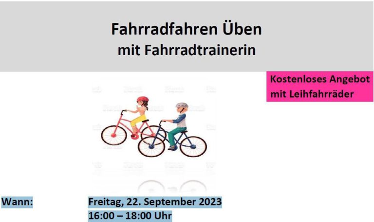 Fahrradtraining für Frauen mit kostenloser Leihfahrrädern im ABZ Salzburg.