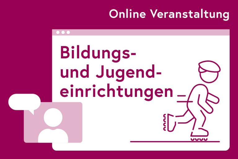 Online-Veranstaltung zu Bildungs- und Jugendeinrichtungen mit Rollschuhfahrer.