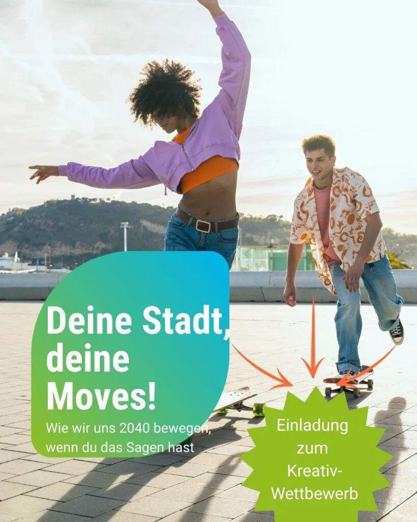 zwei junge Menschen auf Skateboards symbolisieren urbane Mobilität und nachhaltige Bewegung