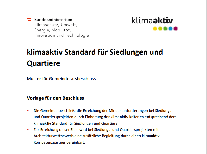 Dokument zum klimaaktiv Standard für nachhaltige Mobilität in Salzburg und Radverkehr